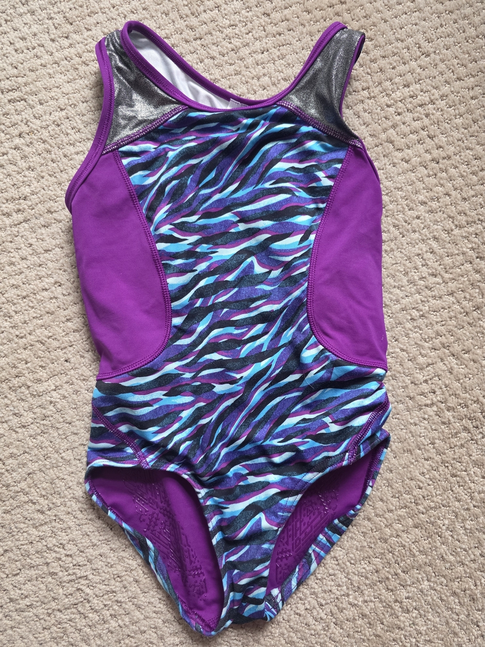 Ivivva Purple & Teal Zebra-Print Active One-Piece